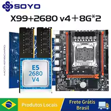 Conjunto de placa-mãe SOYO X99 com Xeon E5 2680 V4 LGA2011-3 2680 v4 CPU 16GB [8G *2] DDR4 RAM componentes de computador para jogos de mesa