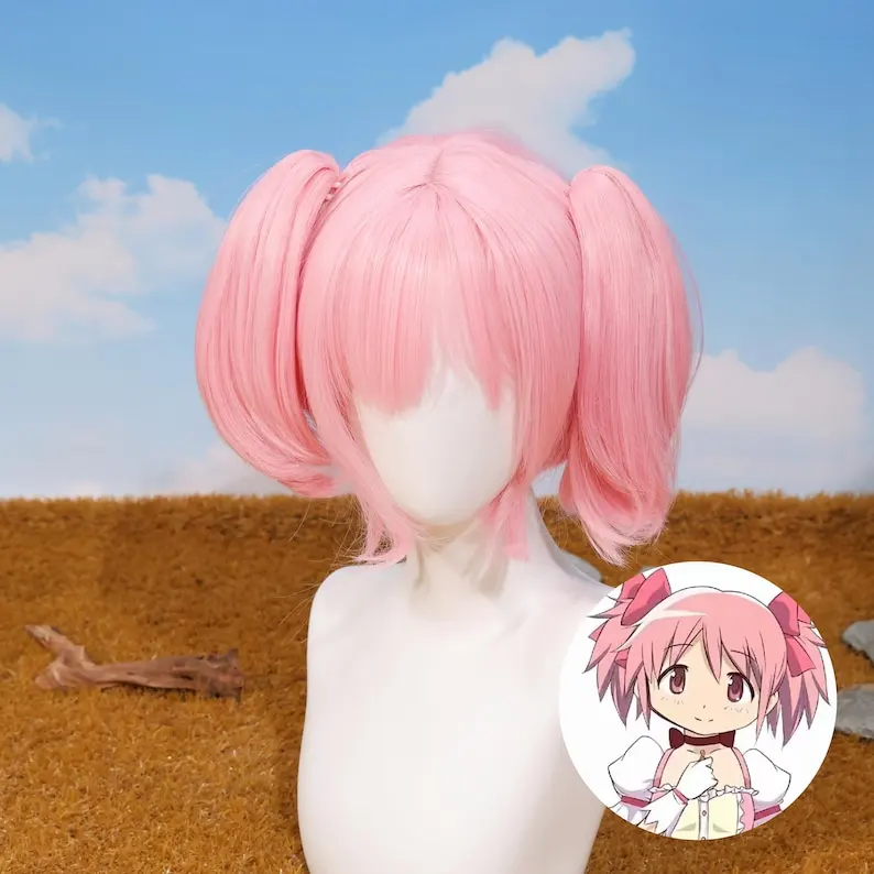 

Pink Twin-Tail Cosplay Wig Puella Magi Madoka Magica Heat-Resistant Synthetic Fiber Anime Wig