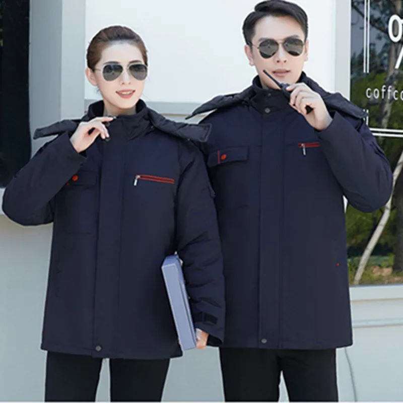 UHYTGF Couples Winter Coat Men's Hooded Thicken Cold Proof Warm Parkas Cotton Jackets Male Medium Length Casual Men Overcoat 141