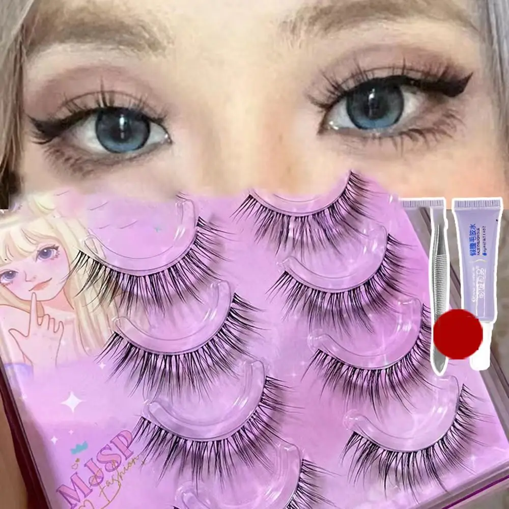 4 Paar Natuurlijke Valse Wimpers Waterdichte Realistische Handgemaakte Make-Up Tools Japanse Ultra-Fijne Valse Wimper Set Vrouwen