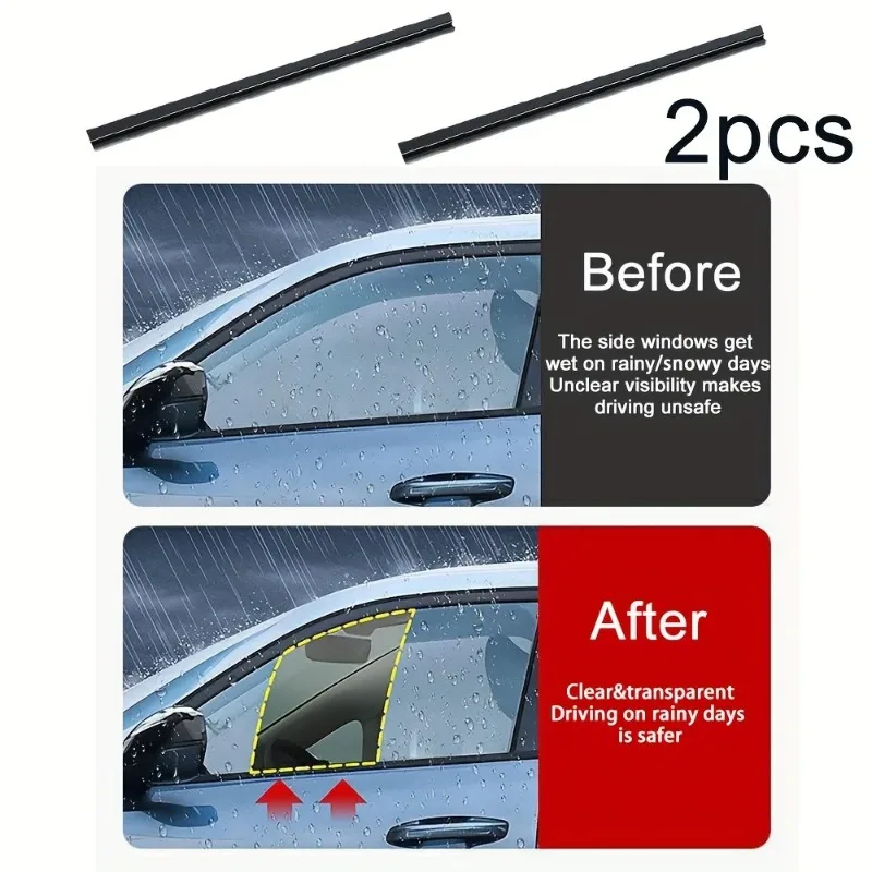 2pcs Rubber Car Side Window Windshield Wipers - Left Side, Clear View For Driver And Passenger Window