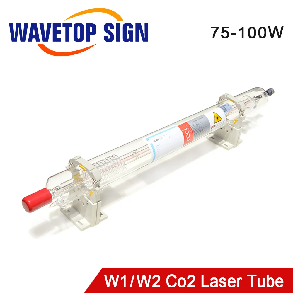 Wavetopsignレーザーチューブ,reci,w1,t2,75-90w,w2,t2,90w-100w,co2,dia co2レーザー彫刻および切断機,80mm, 65mm