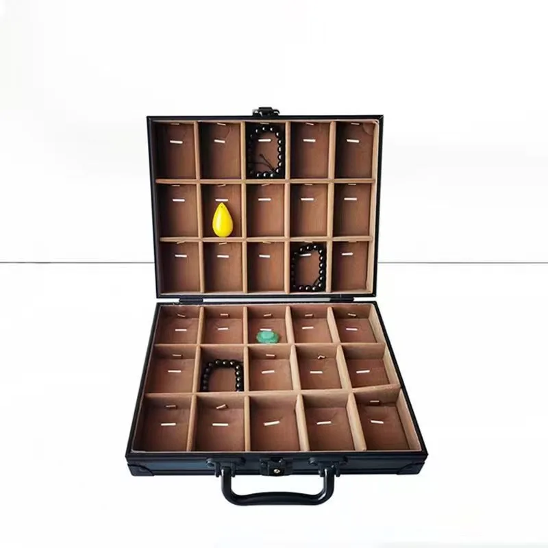

Leather Jewelry Case Handheld Rings Necklaces Bracelets Display Box Jewelry Accessory Storage Boxes Large Trinket Showcase Cases