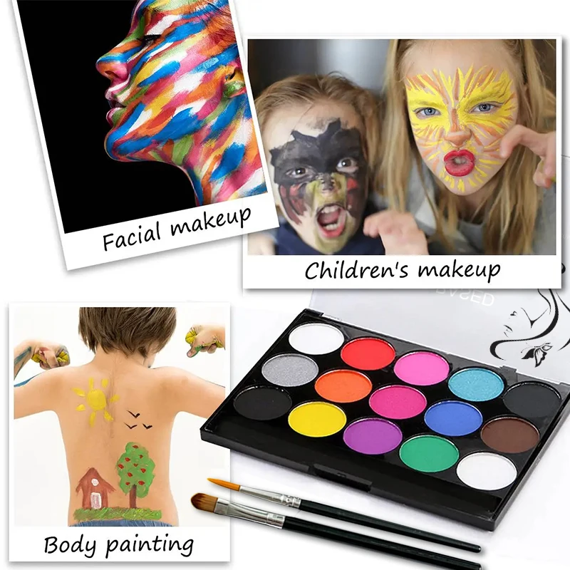 15 Colors Watercolor Face Painting Pigments Set Portable Washable Pearlescent Water Solubility Paints Lightfastness Makeup Party