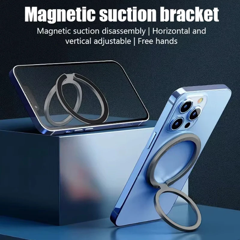 Mobile Phone Magnetic Holder for Magsafe Car Magnet Stand for Cellphone Grip Foldable Metal Ring Support for iPhone 14 15 16 17
