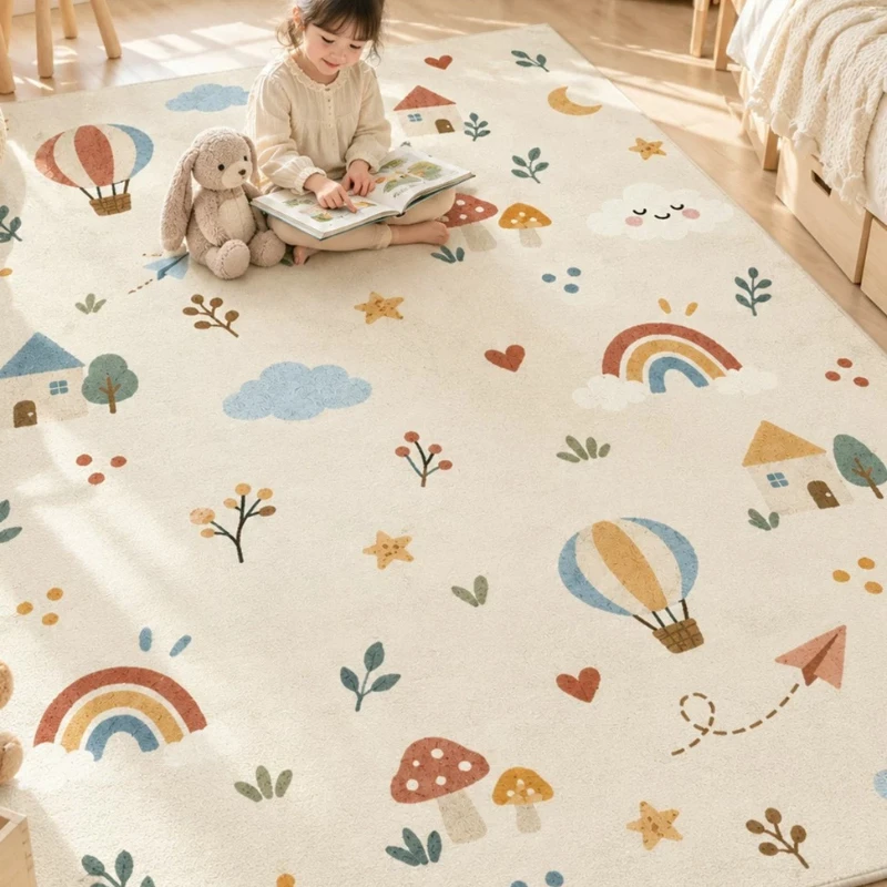 Cartoon Style Living Room Decoration Carpet Fluffy Soft Children's Floor Mat Large Area Rugs for Bedroom Thick Plush Bedside Rug
