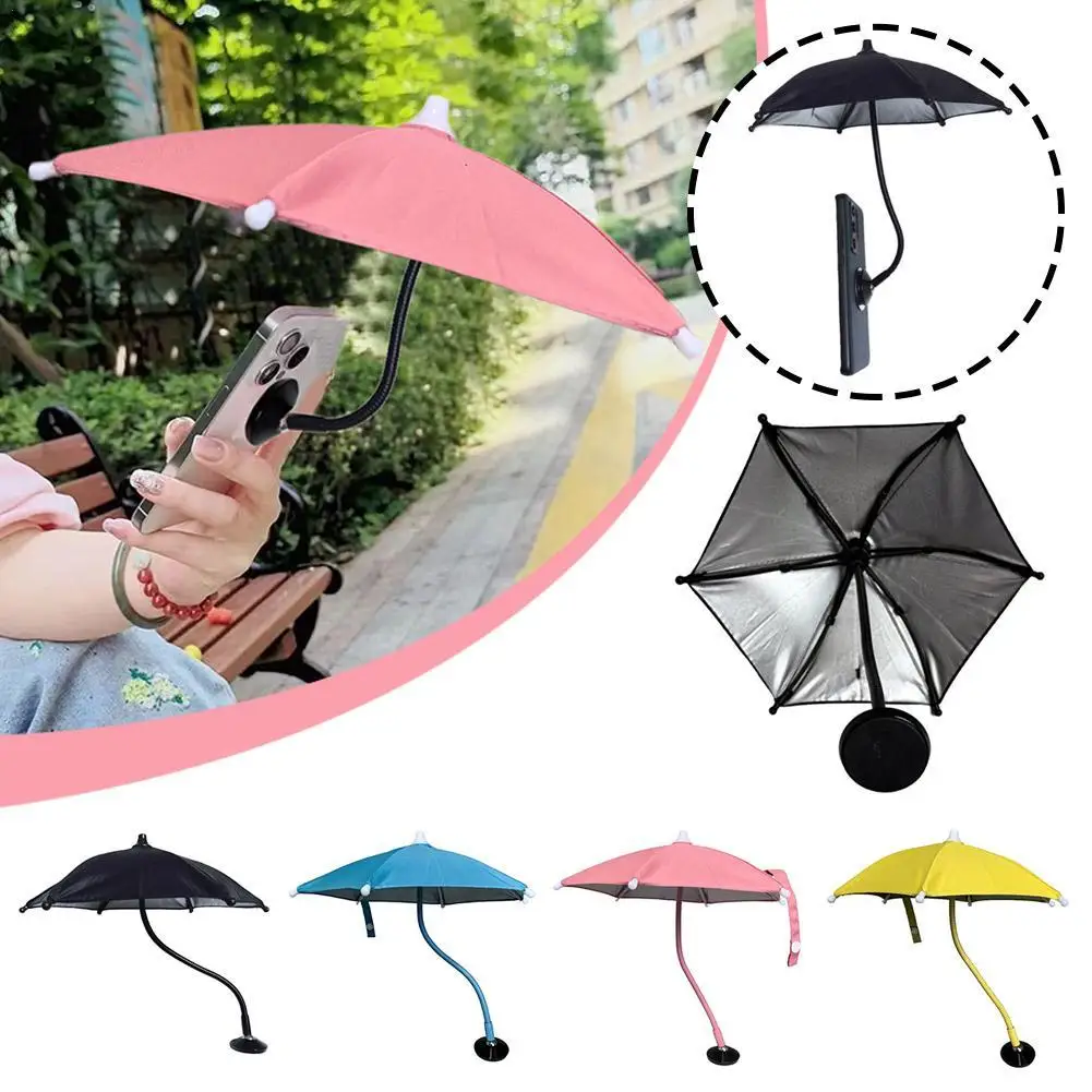 

Magnetic Mobile Phone Parasol Sun Protection Mini Umbrella Universal Rotating Metal Soft Handle Soft Rod Umbrella Stand