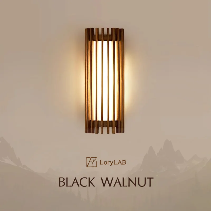 wabi sabi estilo walnut wood grid wall sconce lights simples luzes modernas para quarto cabeceira sala de jantar corredor 01