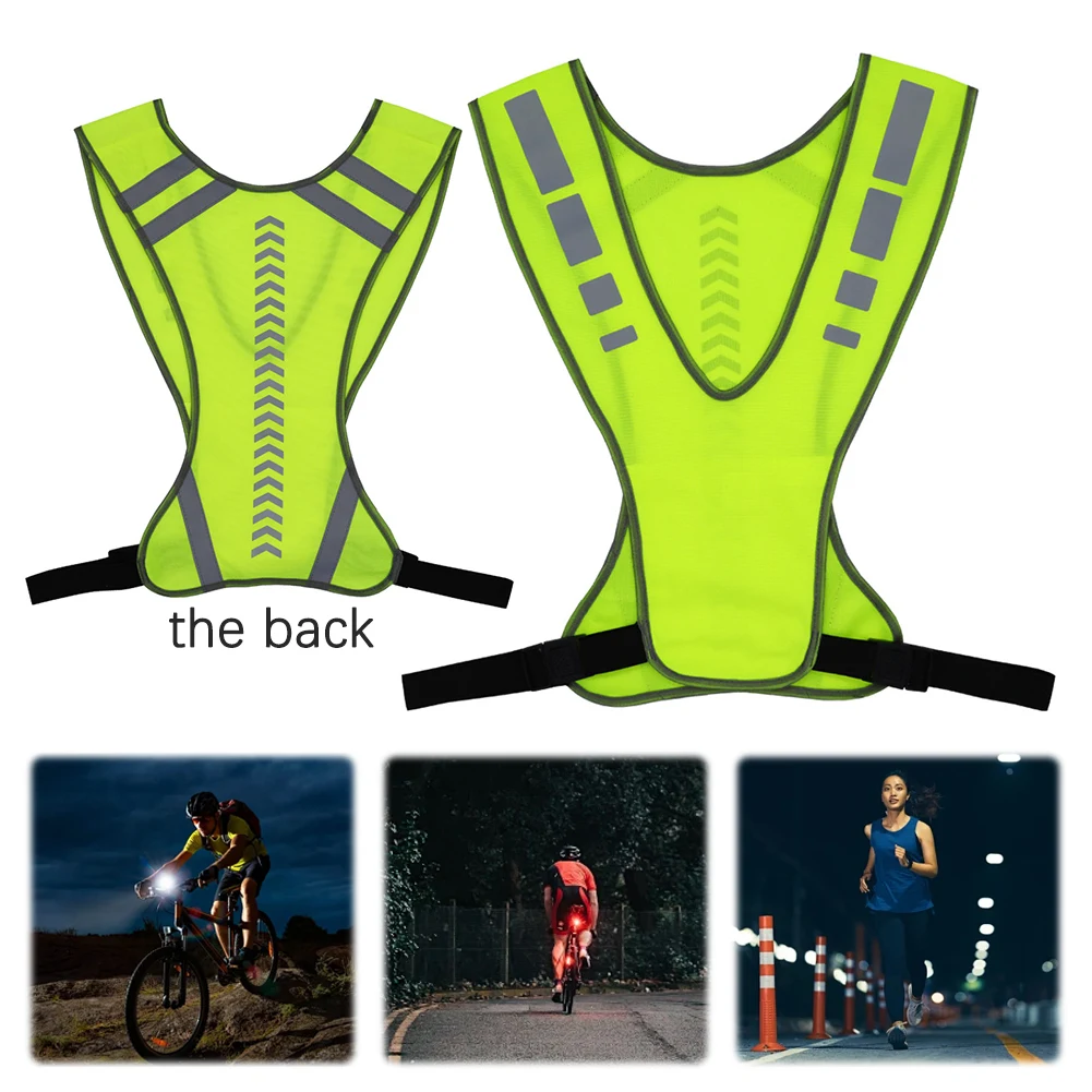 

Motorcycle Safety Jacket Breathable High Visibility Running Vest Adjustable Fluorescent Mesh Vest for Outdoor Night Riding