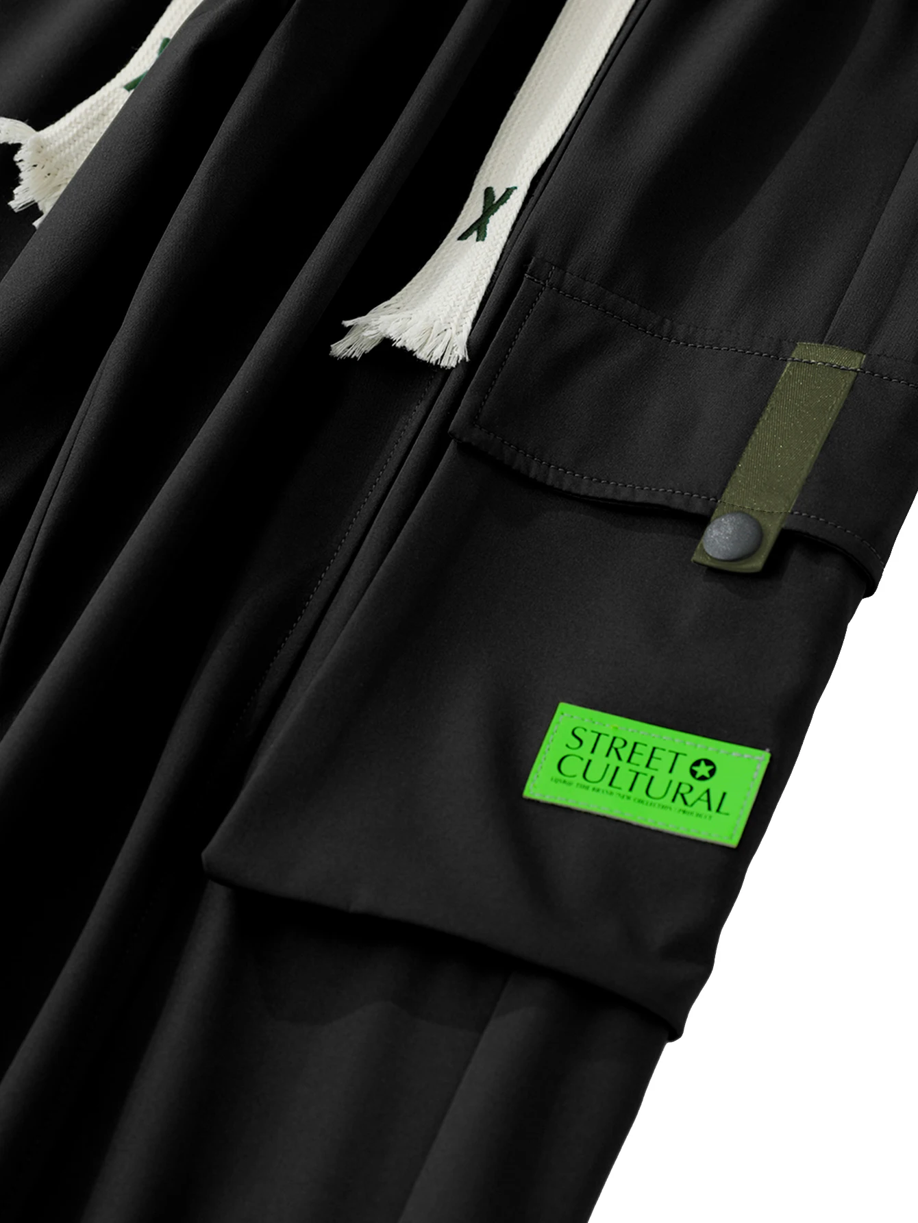 メンズカジュアル無地ワークパンツ、メンズドローストリングパンツ、ポケットプリント付き、スポーツやカジュアルウェアに最適