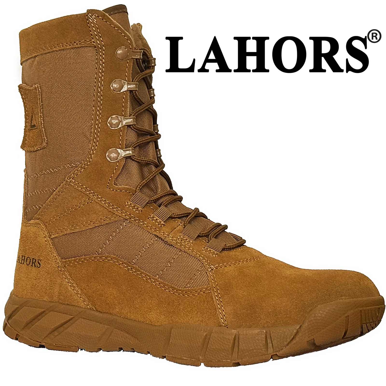 LAHORS Leather Lightweight Man Tactical Boots Combat Boots Anti-Collision Lace Up Waterproof Outdoor Hiking Breathable Shoe