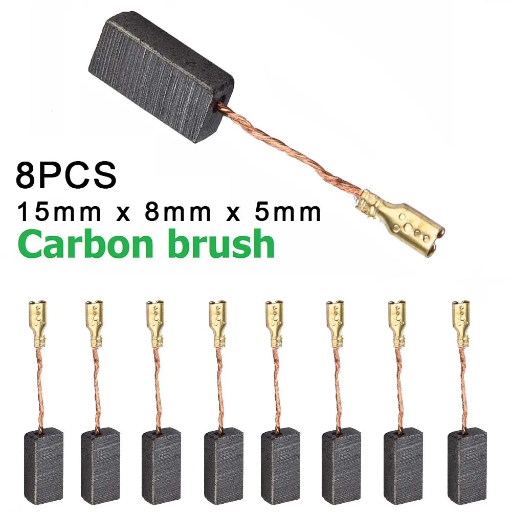 

WearResistance Carbon Brushes 8pcs Brush Size (Approx.) 15 x 8 x 5mm For Bosch Angle Grinder Carbon Power Tool
