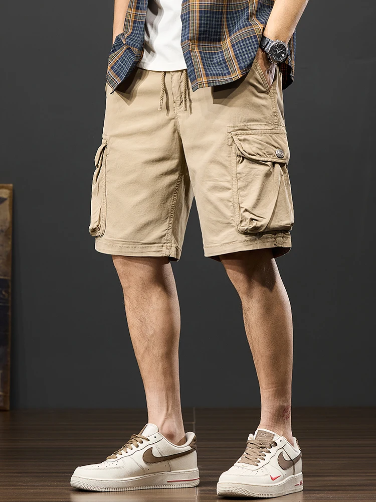 ملابس عمل قطنية فضفاضة مناسبة للرجال غير رسمية بطول خمسة أرباع ملابس خارجية صيفية كلاسيكية أمريكية ملابس شبابية للطاقة Sle