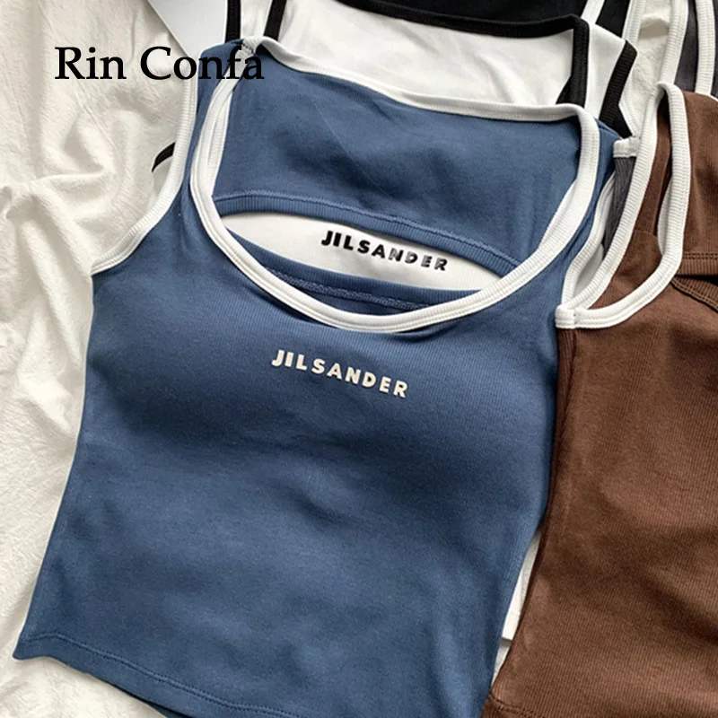 

Rin Confa Spice Girl Sports With Chest Pad Tops Women's Summer Black Backless Sleeveless Sexy Crop Top Knitting All-Match Tops