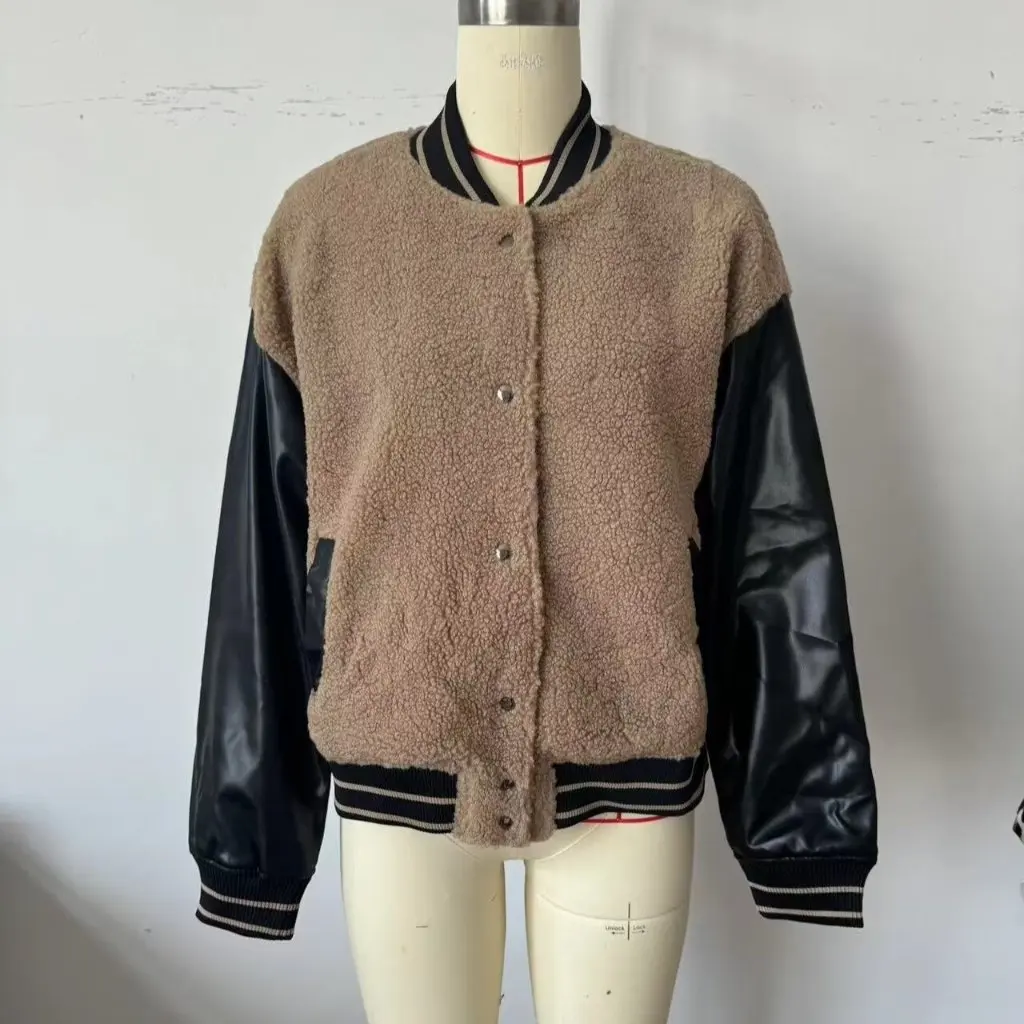 

Женский бейсбольный костюм в стиле американской академии, свободная повседневная толстовка контрастного цвета, универсальный топ на раннюю осень