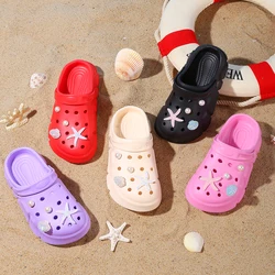 Starfish Seashell Clogs for Girls, Cute Shoes Accessories, Girls DIY Sandals Beach Decoration Outdoor Slippers