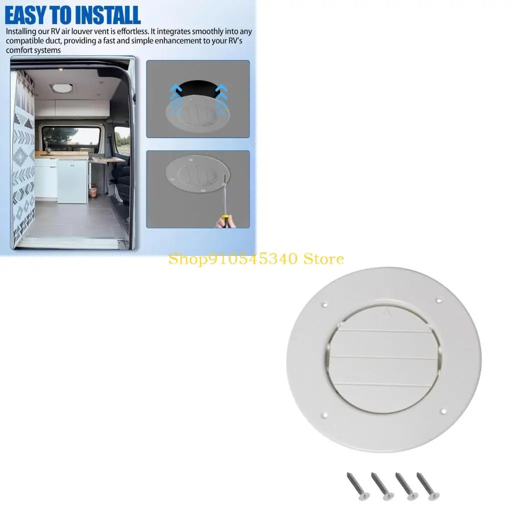 U2JA Travel Trailer Ceiling Vent Cover with 360° Rotatable Adjustable Louvers, White ABS Round Register for Motorhome Cooling
