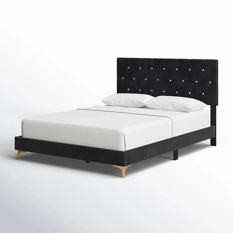 

# Furniture Factory for Sale High-quality Fabric Upholstered Eco-friendly Wooden Double Bed Frame
