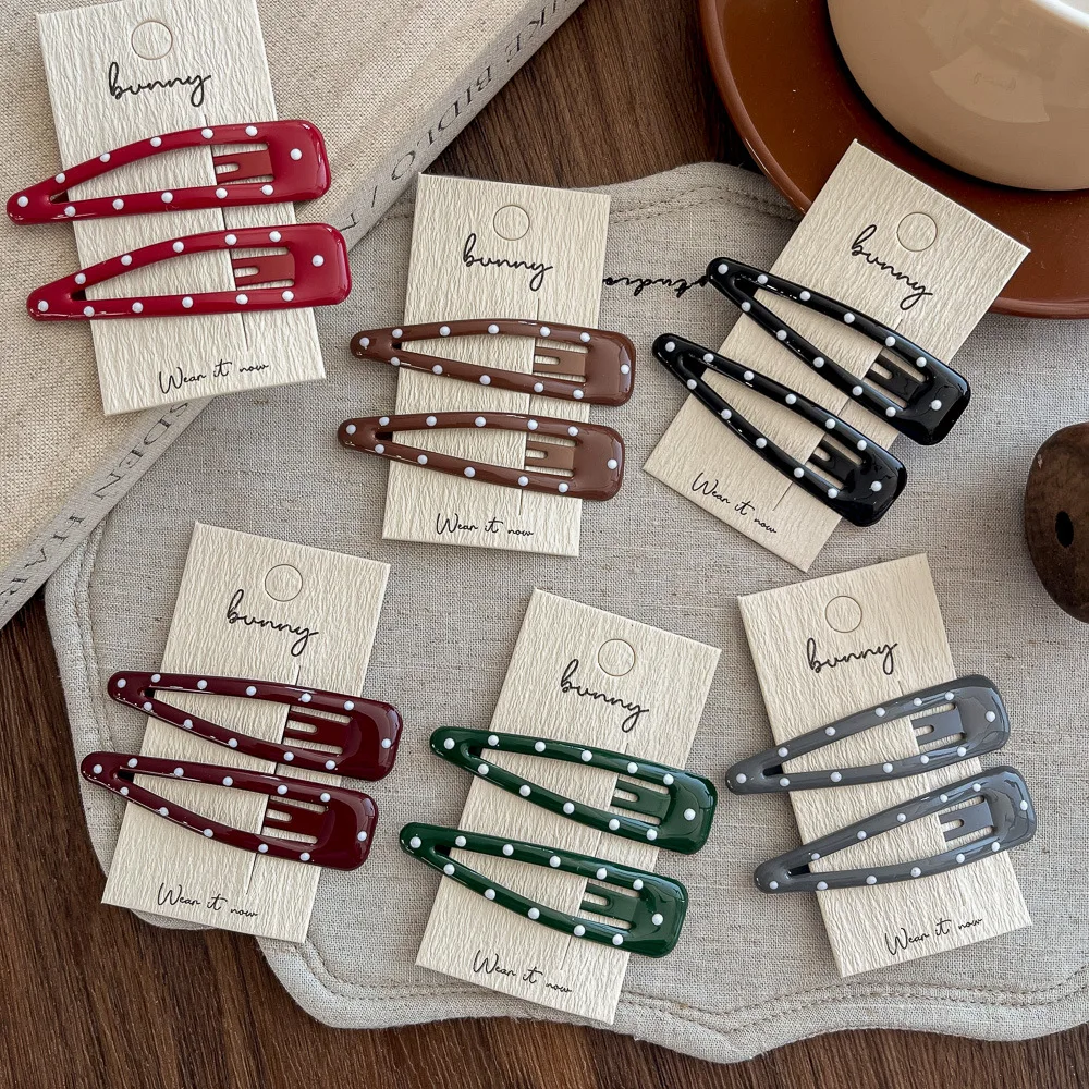 

2pcs Polka Dot Water Drop BB Clip Makeup Barrettes Headwear Hair Clip Girl Hairpin Bangs Side Clip Hair Accessories Headdress