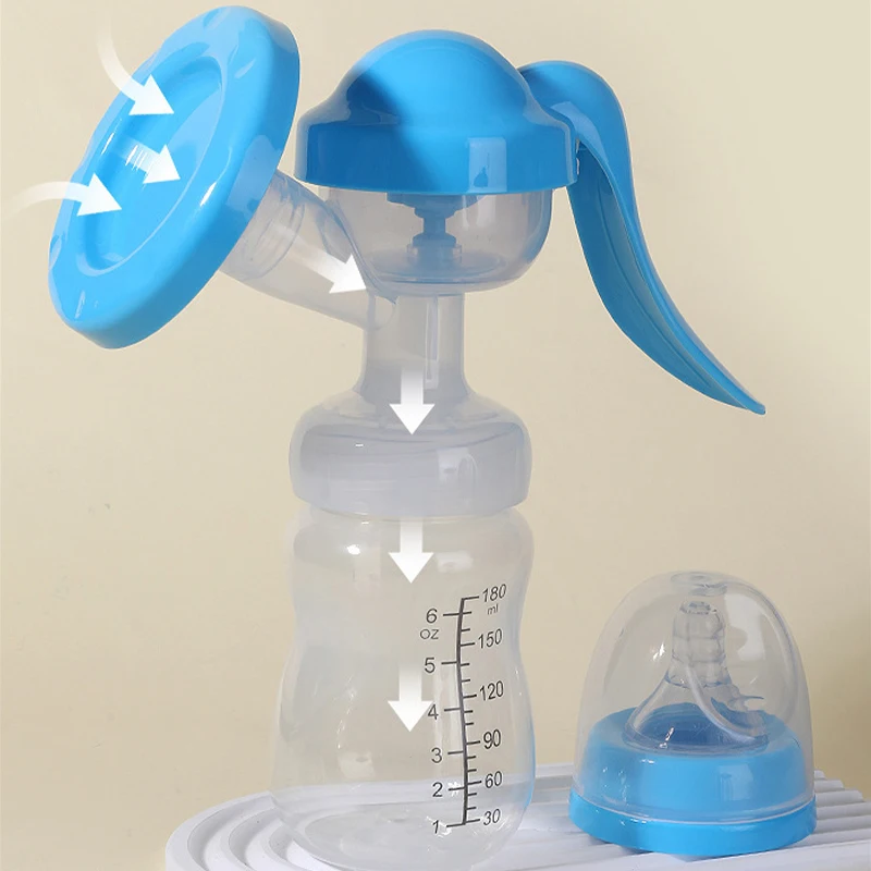 Extractor de leche manual, portátil y liviano, adecuado para viajes, uso doméstico - Con biberón transparente - Ideal para mamás que amamantan