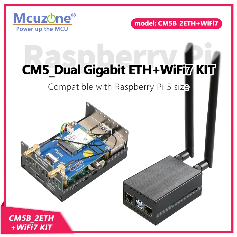 

CM5B_2ETH-WiFi7 KIT, Raspberry Pi CM5_Dual Gigabit ETH и WiFi7,PCIe M.2 E-KEY, USB3.0, ОС RPi