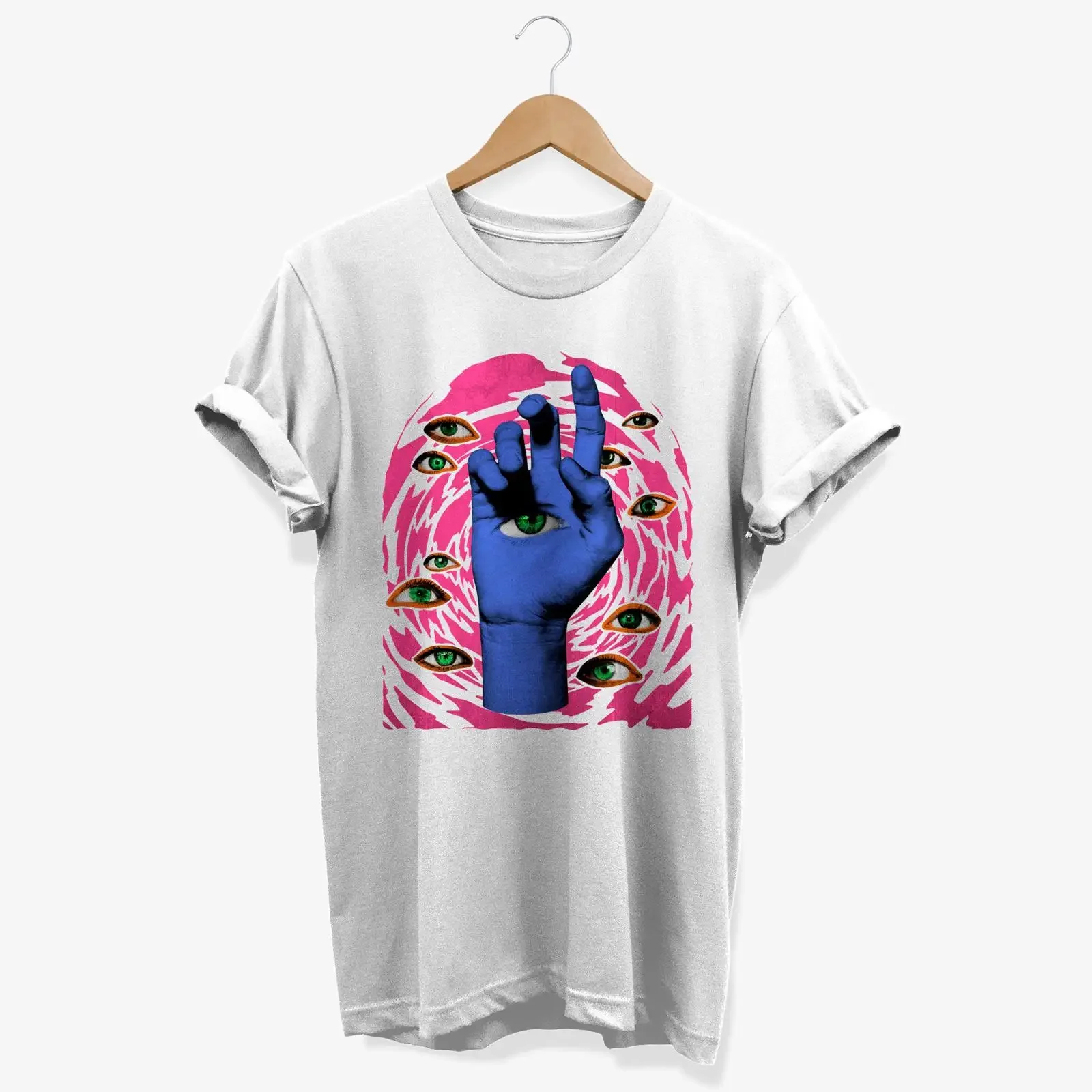 Psychedelic Eyeball T shirt Trippy Weirdcore Art  vintage Washed designer clothes Versatile fashion streetwear Stylish