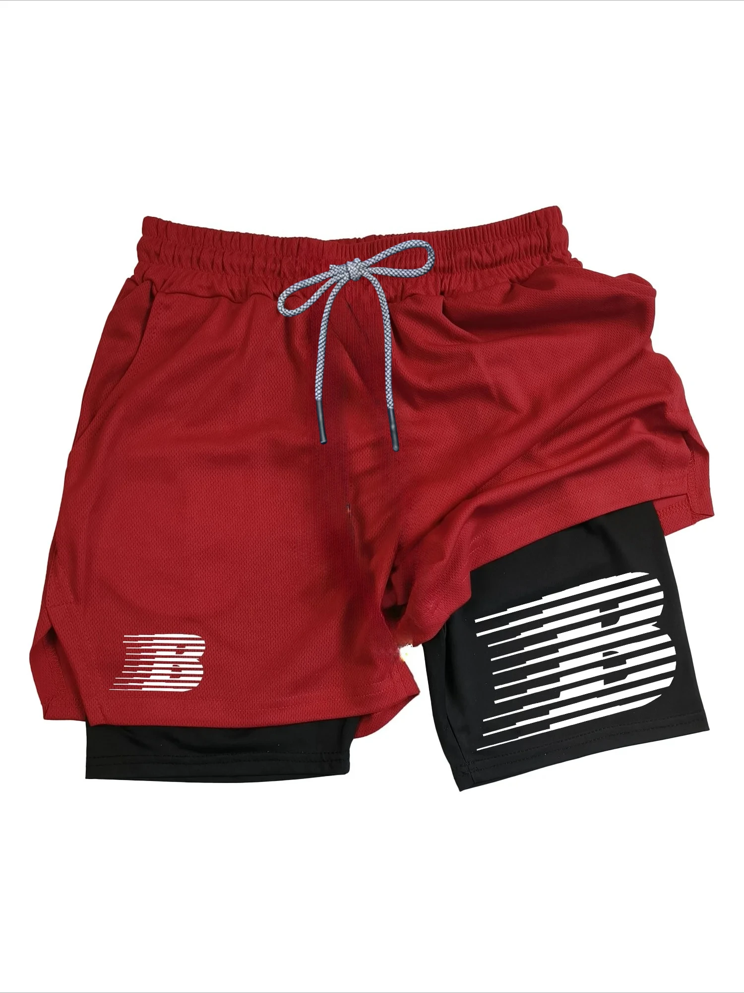 2026 new spring_summer multifunctional men's sports shorts 2-in-1, quick drying running shorts, gym double-layer men's shorts