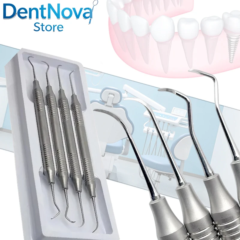 Dental Stainless Steel Double-Ended Scaler Periodontal Curette Tartar Remover Professional Kit