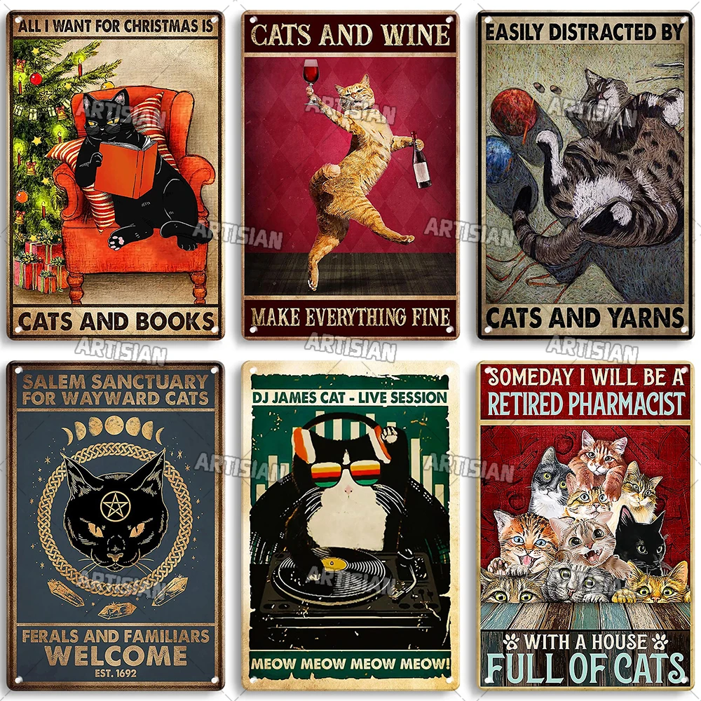 Artisian Cat Metal Sign Bathroom Tin Plate Washing Room Decorative Plaque Wall Decor Garage Bar Pub Club Hotel Cafe Kitchen Home — zdjęcie 6