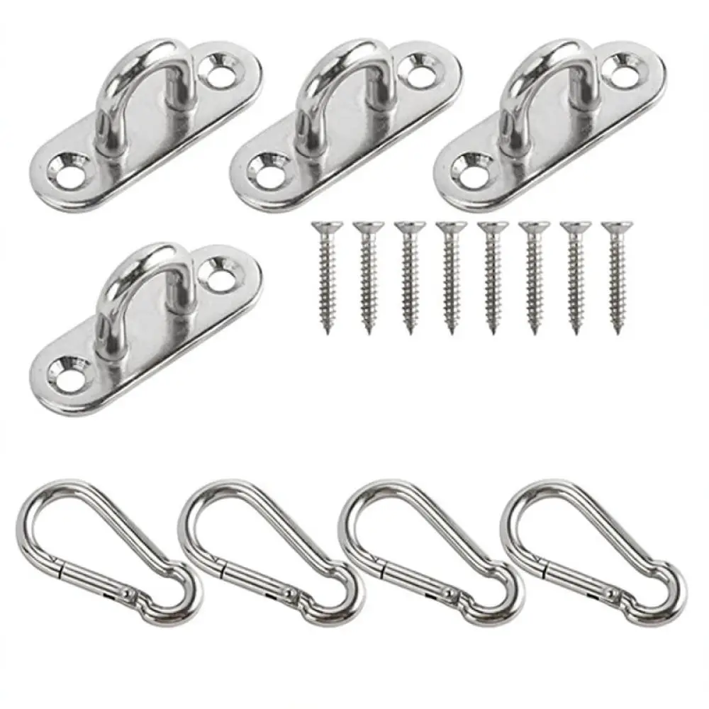 Oblong Pad Eye Plate Stainless Steel Wall Anchor Hook For Shade Sail Yoga Hammock Swing Marine Boat Hardware Fitting Accessory
