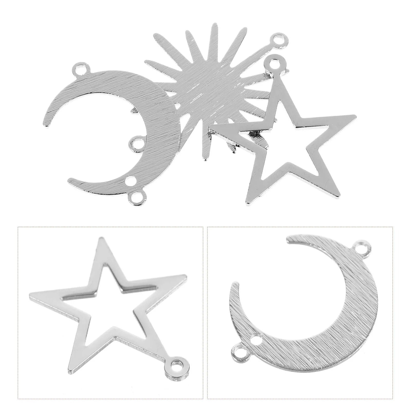 30Pcs Geometric Hollow Pendant Charm DIY Jewelry Making Supplies Moon Star Sun Charms Alloy for Necklace Bracelet