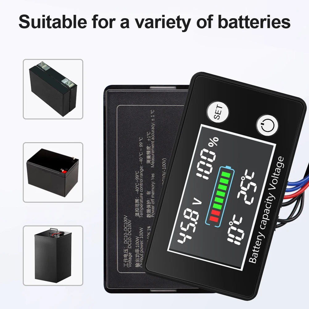 Voltage Meter Battery Meter With Temperature Control Battery Thermostat DC10V-100V LED Screen Equipment Accessories ﻿