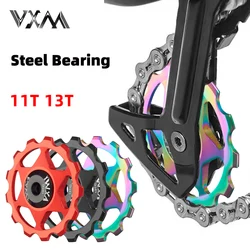 VXM 1Pcs MTB Ceramics Bearing Jockey Wheel CNC 7075 Aluminum Alloy Rear Derailleur 11T 13T Guide Road Bike Steel Pulley