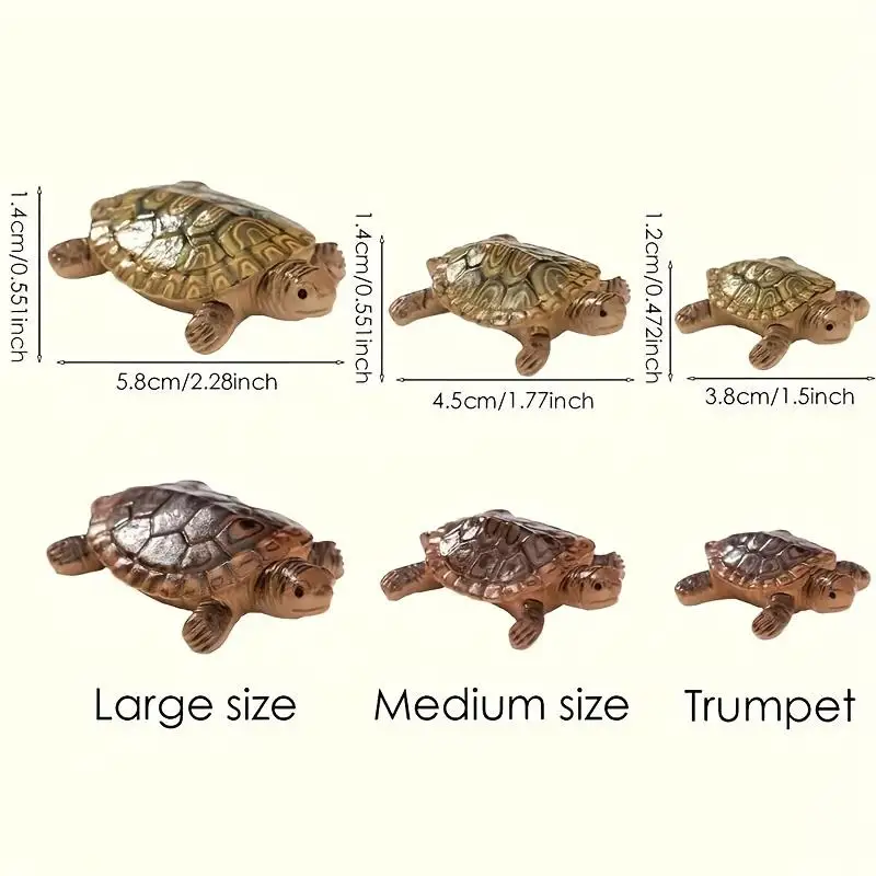 6 Mini Turtle Statues for Aquarium Decoration, Miniature Landscapes, Bonsai and Outdoor Garden, Pond Decoration