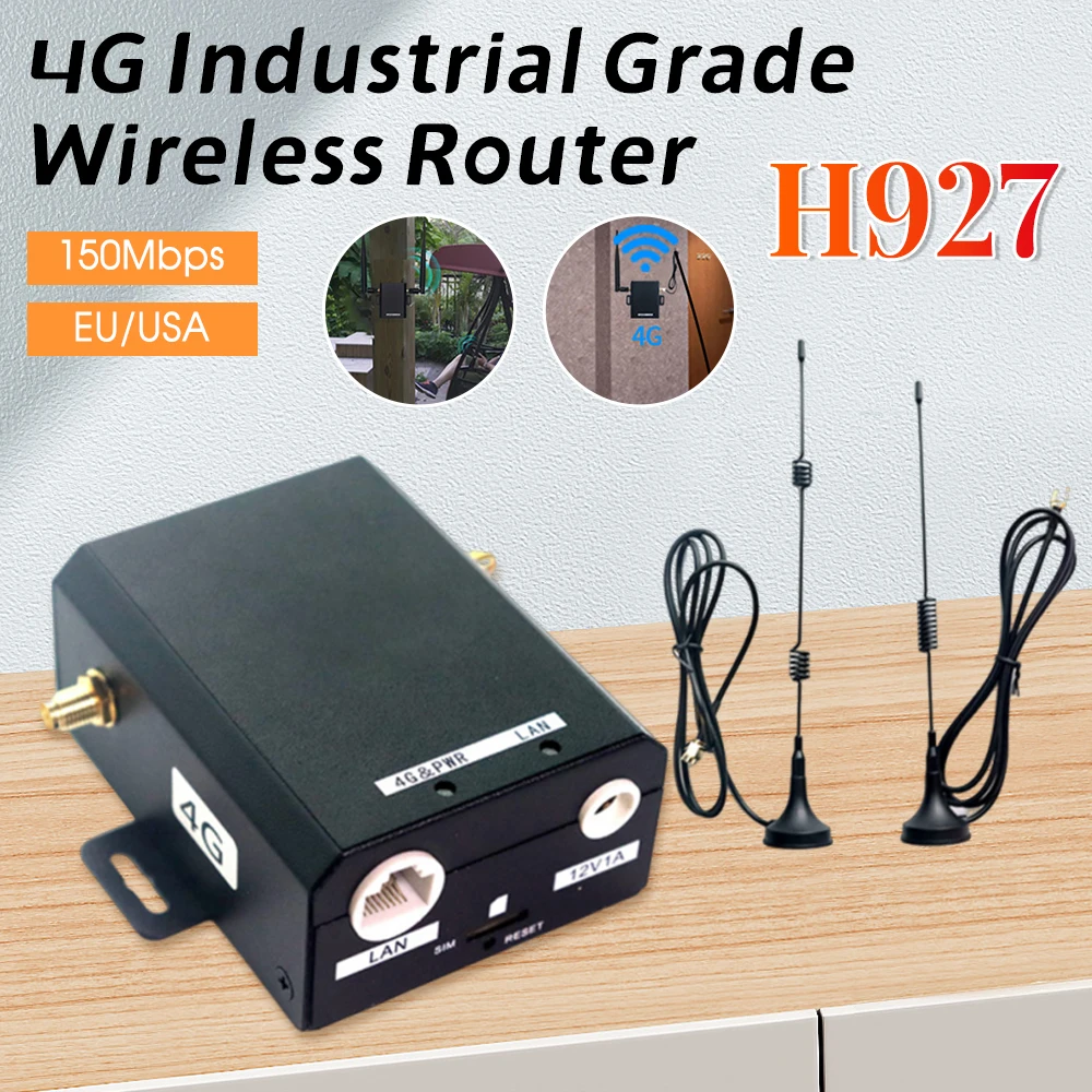 

H927 150Mbps 4G LTE Router Industrial Grade Wireless WiFi Router with LAN RJ45 Port SIM Card Slot Repeater Support 16 WiFi Users