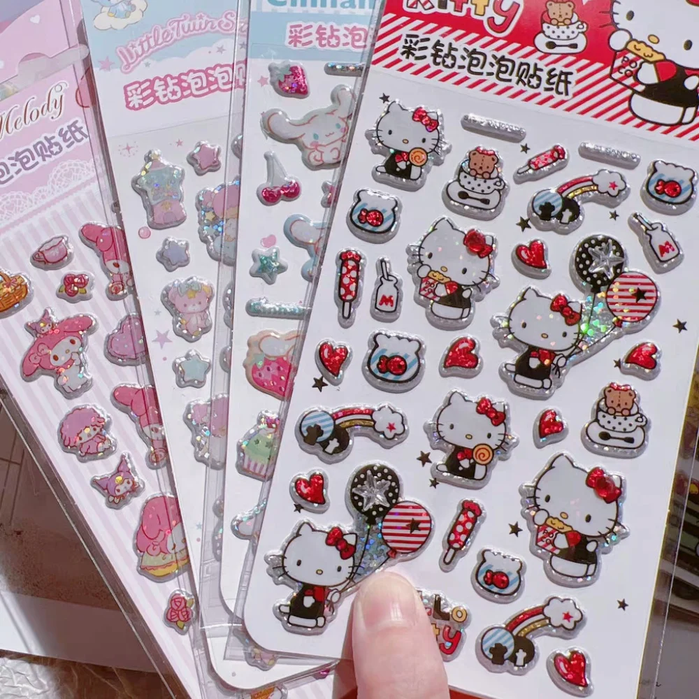 1/2Pcs Genuine Sanrio Stickers Cartoon Hello Kitty Melody Scrapbook Decals Luggage Bicycle Helmets Hand Acount Stickers Gifts
