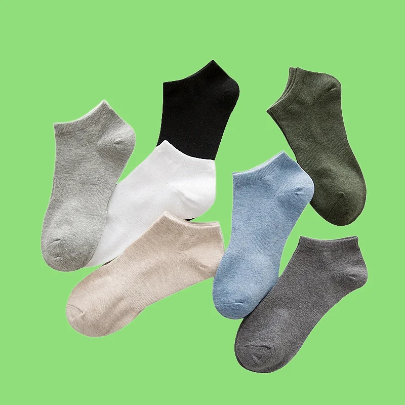 5/10 Pairs 2024 New Top Quality Men's Season Solid Color Socks All Cotton Socks Short Socks Waist Tied Sports Leisure Boat Socks