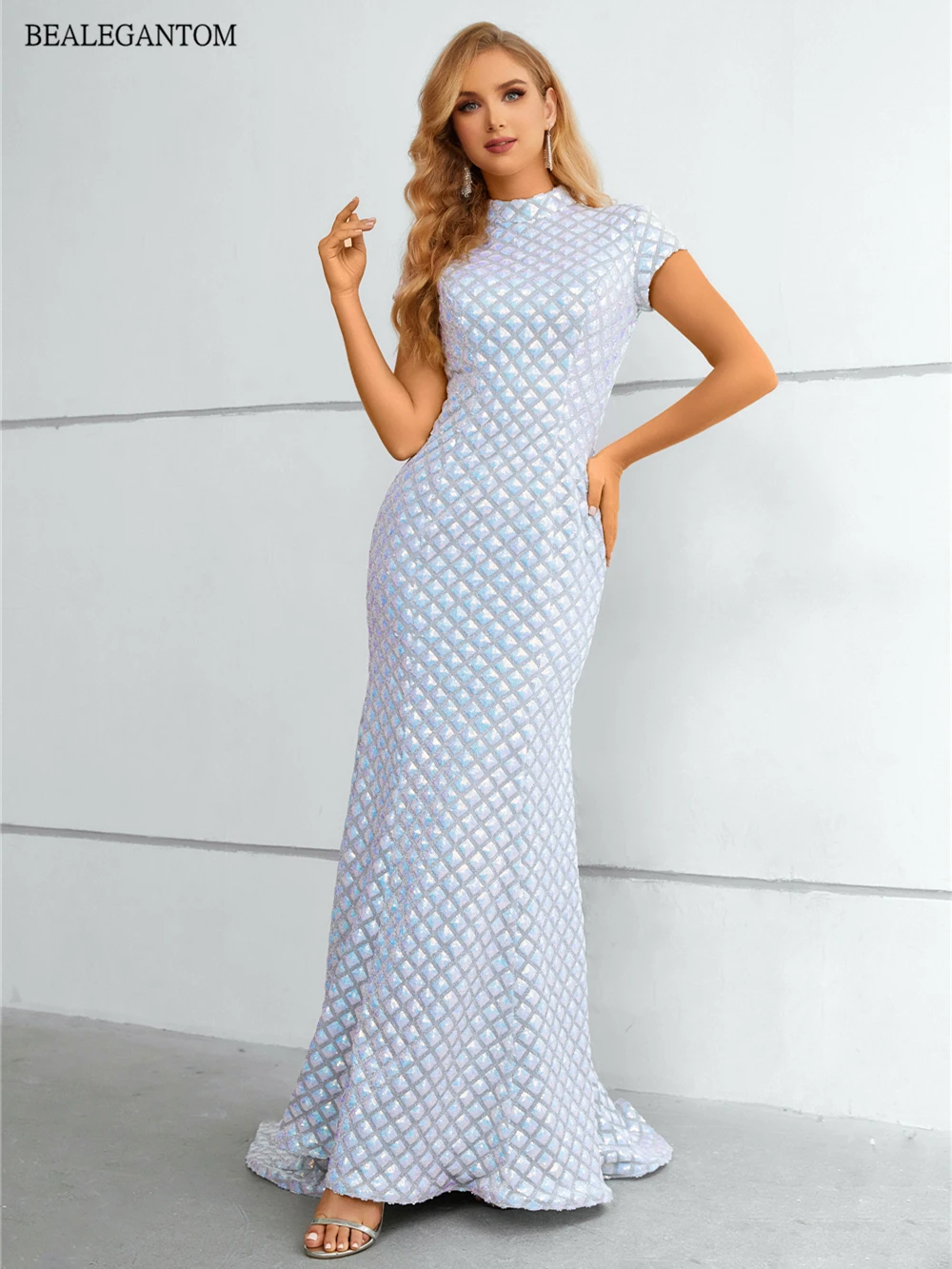 Bealegantom 인어 이브닝 드레스 2025 새로운 도착 구슬 장식 민소매 긴 공식 파티 파티 가운 Robe De Soiree