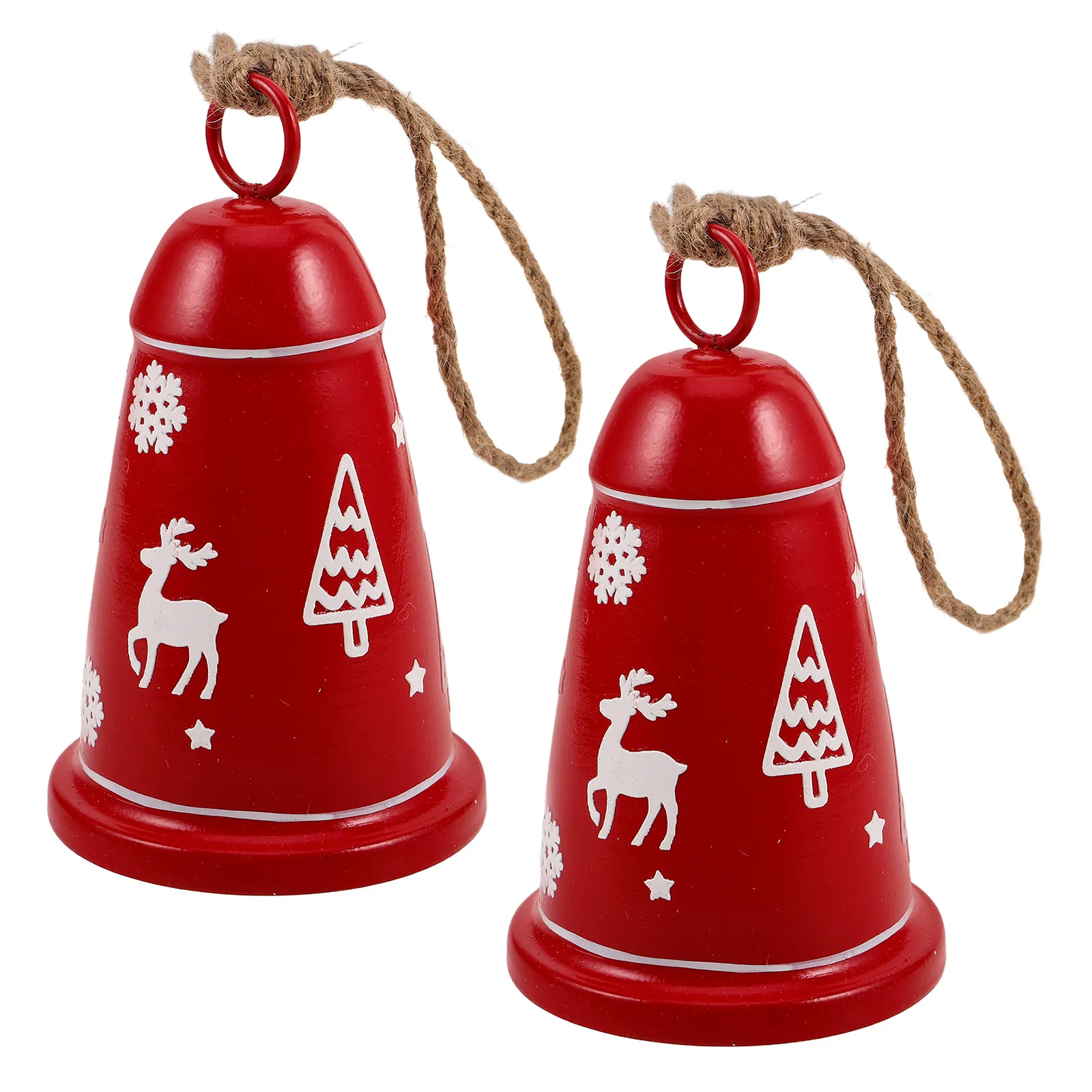 2Pcs Christmas Bell Ornaments Metal Vintage Jingle Bells Reindeer Tree Hanging Decorations Xmas Door Wreath Garland