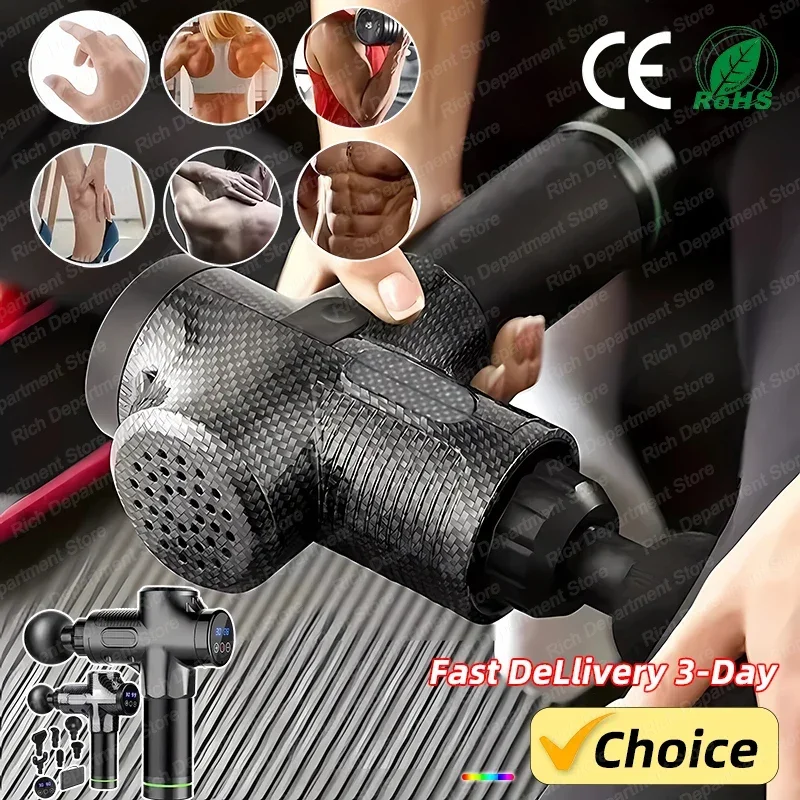 Hot Fascial Massage Gun Electric Percussion Pistol Massager Body Neck Back Deep Tissue Muscle Relaxation Pain Relief Fitness