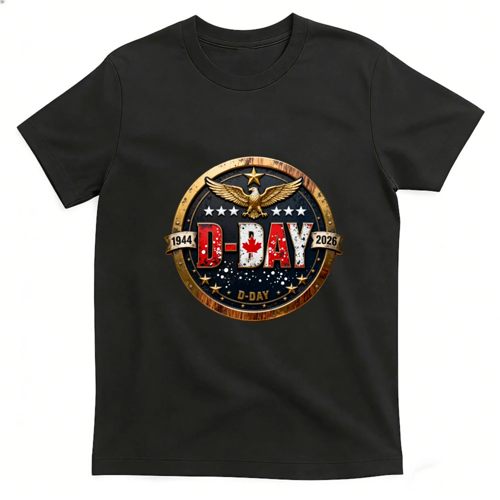 82nd Anniversary of The Normandy Landings on D-Day Eagle Loose O Neck Short Sleeve 34.Graphic Print Summer Tshirt