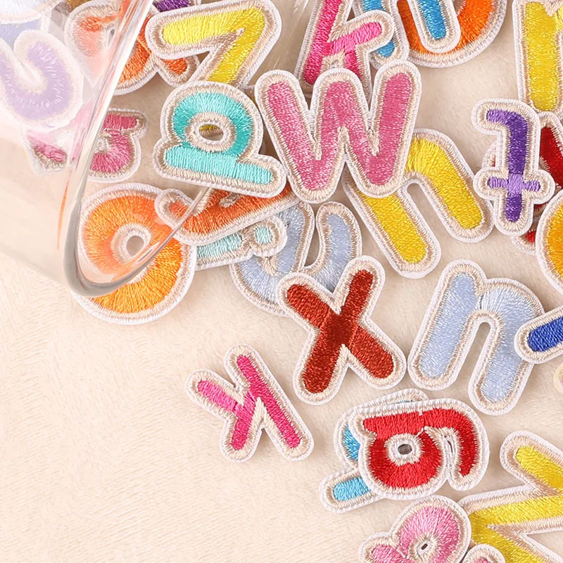 26/pcs/lot Stoffe Buchstaben Streifen Eisen auf Patch für Kleidung Kinder Baby Mini kleine nähen gestickte Alphabet Bulk Parches niedlichen Set – Detail 18