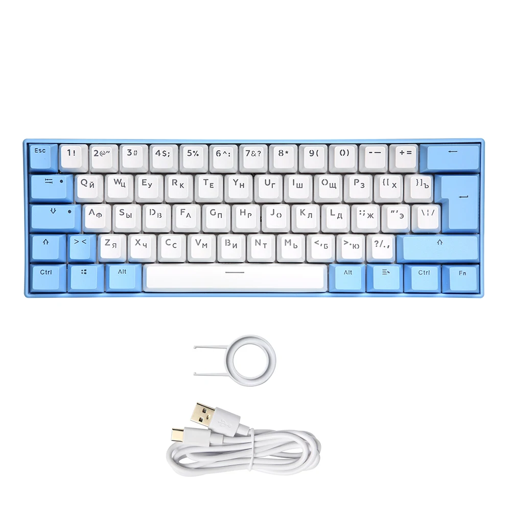 UYIQ YQ62 62 Keys Korean Russian Mechanical Keyboard 60% Mini Portable Color Backlit Wired Gaming Keyboard for Travel Office PC