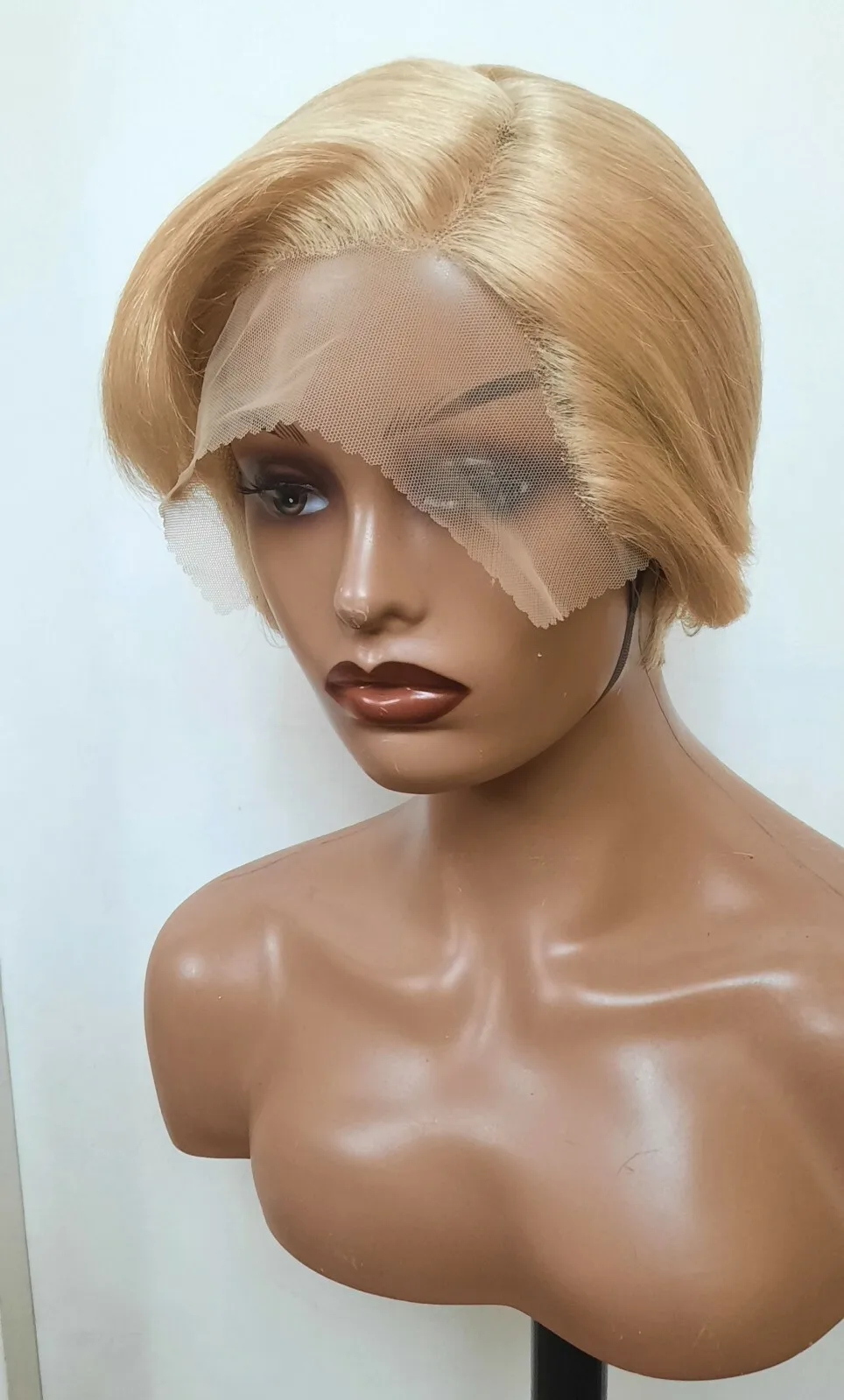 

100% Brazilian wave pixie cut Lpart Lacefront wig in #613