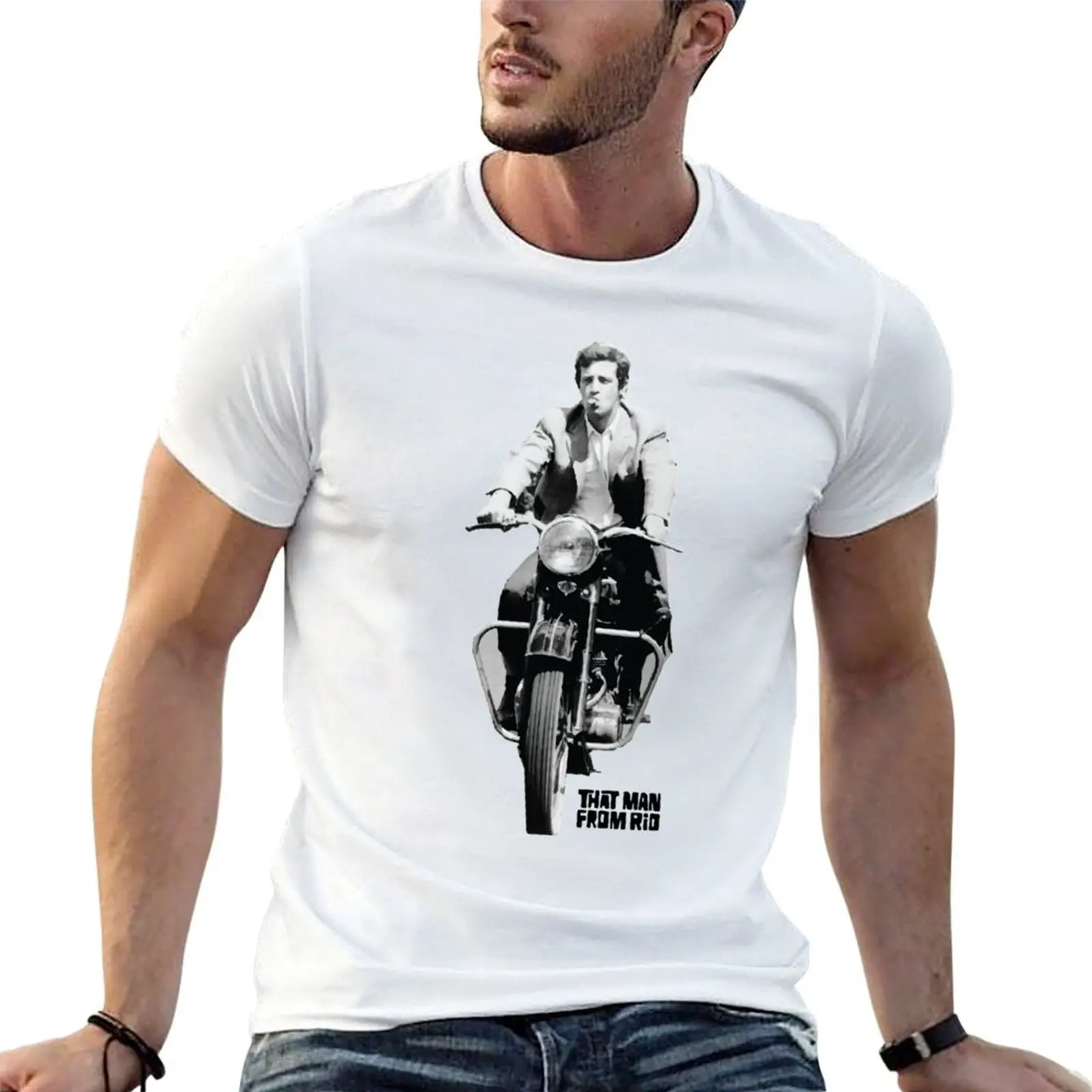 Camiseta Jean Paul Belmondo, camisetas para hombre, camiseta de algodón, camisetas 100% de anime para hombre, camiseta