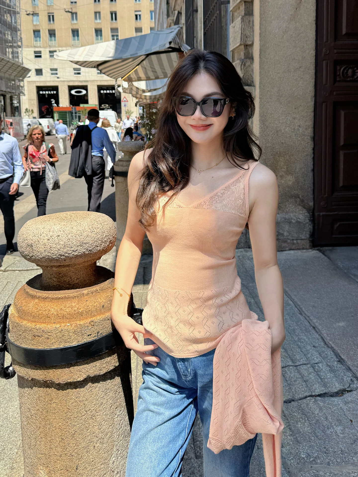 

Летний комплект Linyei: вязаный жилет и кардиган из 100% хлопка, оранжевый, для женщин, мягкий трикотаж