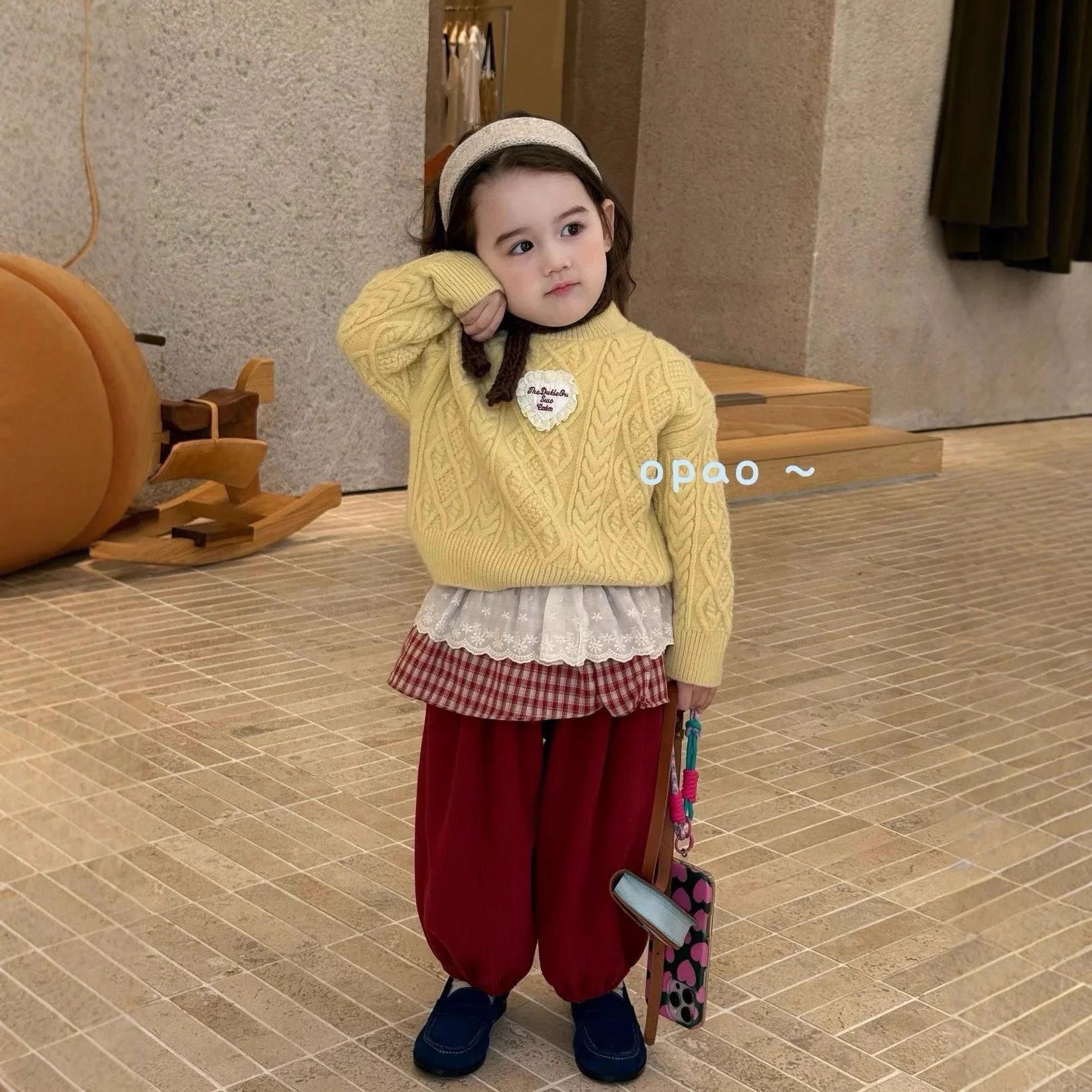 سترة سميكة بلوفر عصري محبوك سترة الأطفال الفتيات ملابس الخريف الكورية فضفاضة عادية حلوة لطيف الصلبة #4