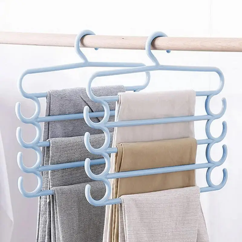 Multilayer Pants Hanger 5 Tier Closet Organizer for Jeans Multi Layer Trousers Hanger Pants Clothes wardrobe storage organizer