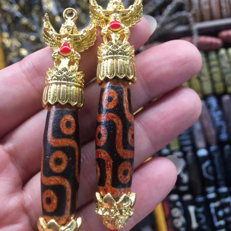 

Новый кулон в тибетском стиле с инкрустацией в виде птицы Дапэн и девятиглазой бусиной дзи, для мужчин и женщин.