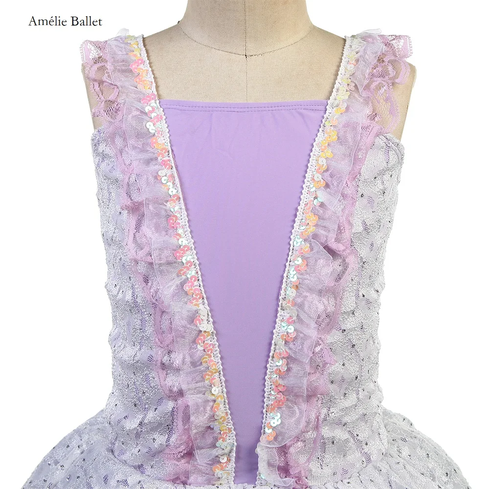 15303 ليلك اللون صد الباليه توتو تصميم جميل الفتيات زي الباليه توتو راقصة الباليه توتو